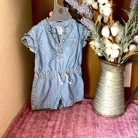 Baby girls, jeans, jumpsuit 6 months - Picture 1 of 7